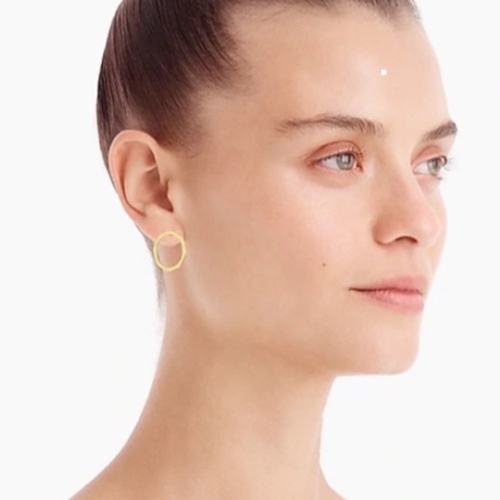 *SOLD* J. Crew Demi-Fine 14K Octagon Earrings - Picture 3 of 3